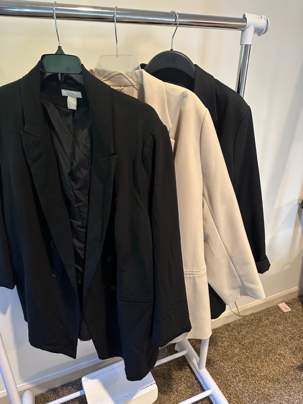 H&M 1 Black Double-Breasted 2 Single breasted Cream Blazer and Black XXL - all 3